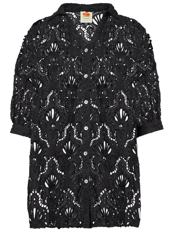 FARM RIO Camicia a Maniche Corte Seashell Eyelet