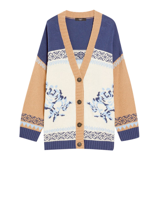 MAX MARA WEEKEND Cardigan color block in filato di cotone