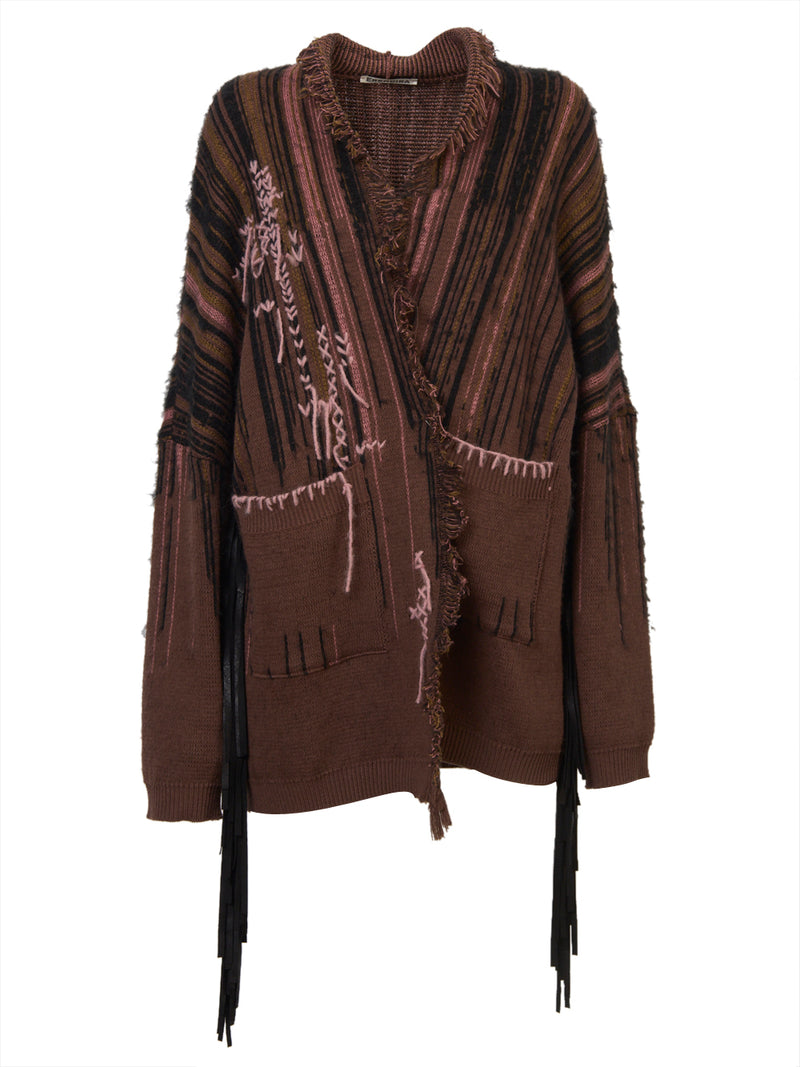 ERENDIRA Cardigan in Lana con Frange