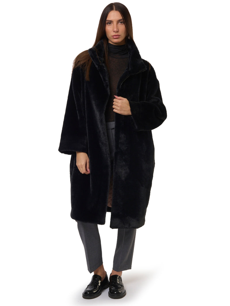 HERNO Cappotto Midi in Eco Pelliccia