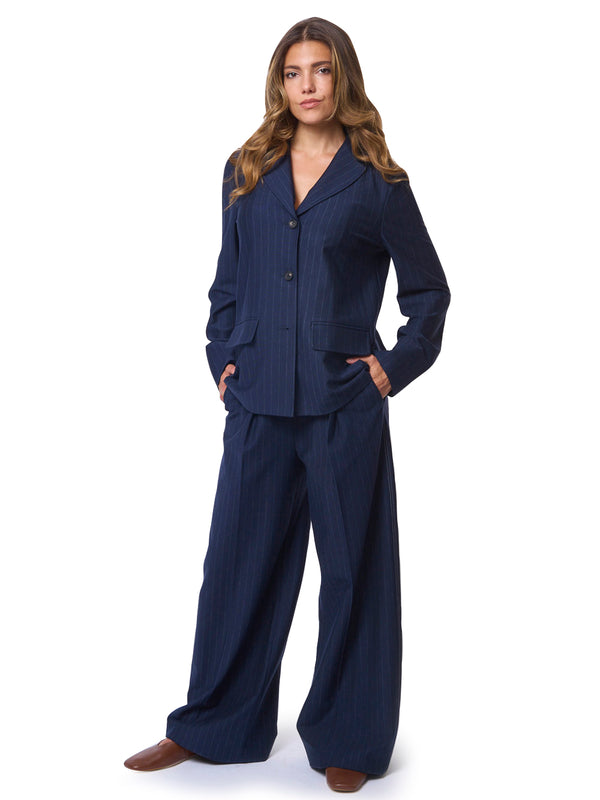 MAX MARA MM Pantaloni Gessati in Jersey di Viscosa Gela
