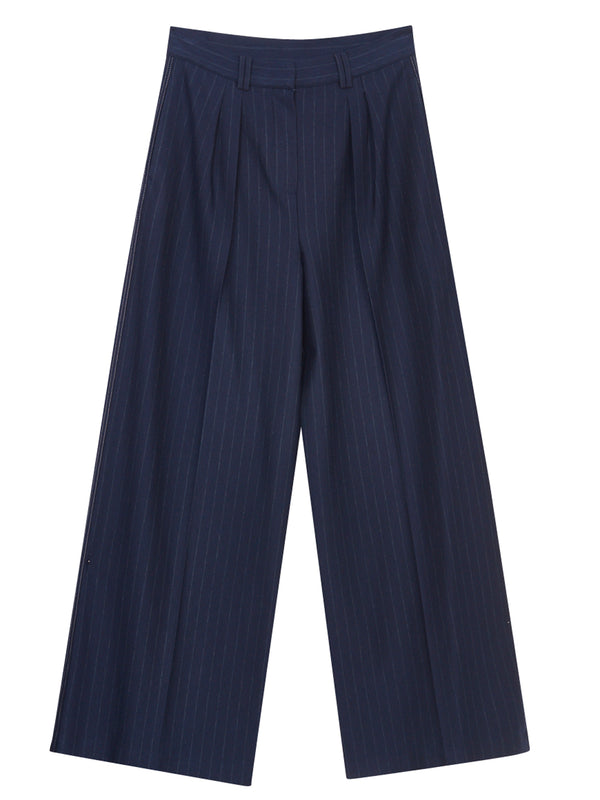 MAX MARA MM Pantaloni Gessati in Jersey di Viscosa Gela