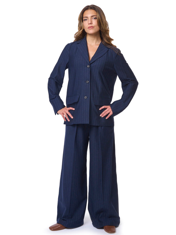 MAX MARA MM Giacca Blazer in Jersey di Viscosa Gessato Todi