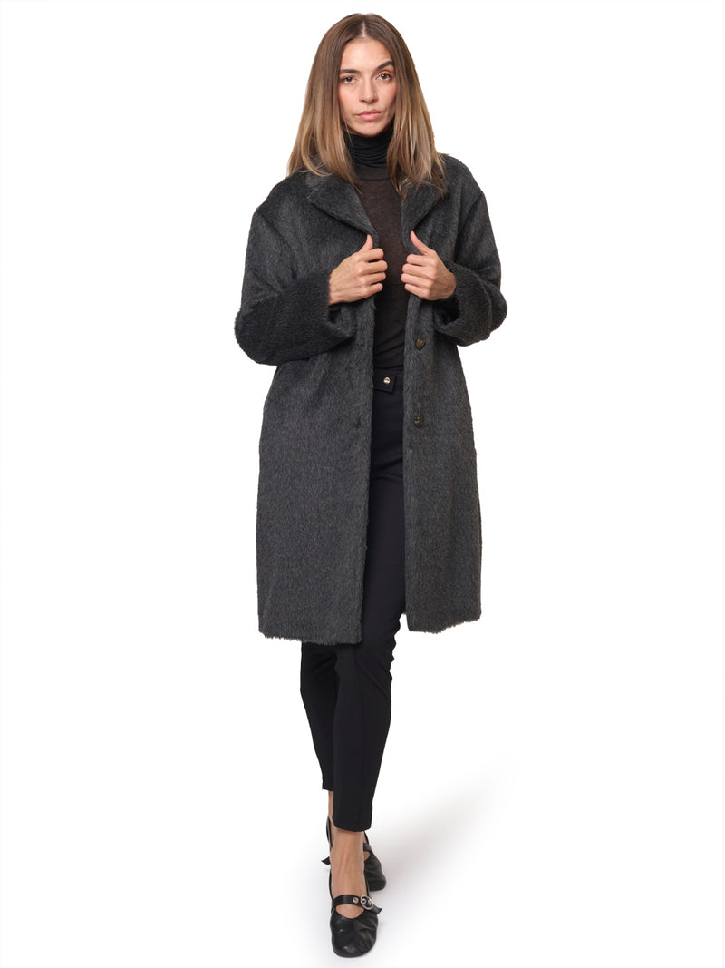 MAX MARA S Cappotto Midi a Pelo Lungo Agave