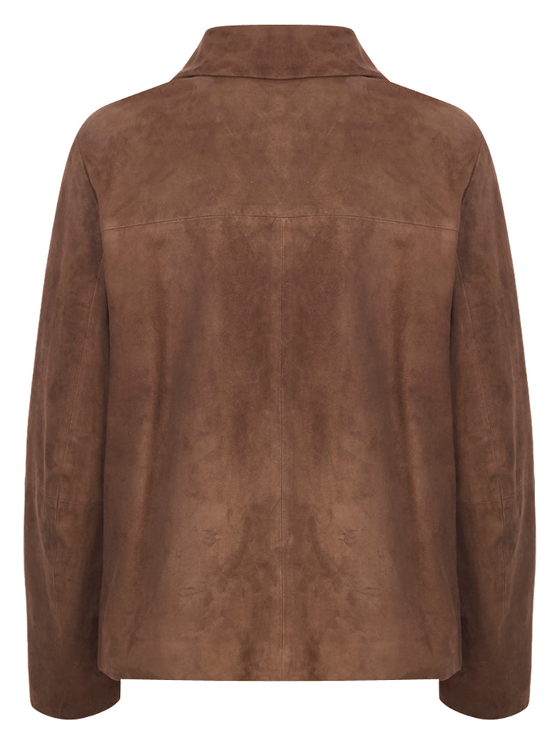 MAX MARA S Giacca in Pelle Suede con Colletto a Camicia Cloe
