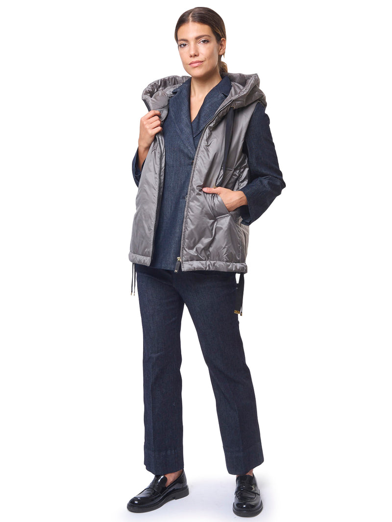 MAX MARA THE CUBE Gilet Corto Imbottito in Tela Antigoccia Greengo