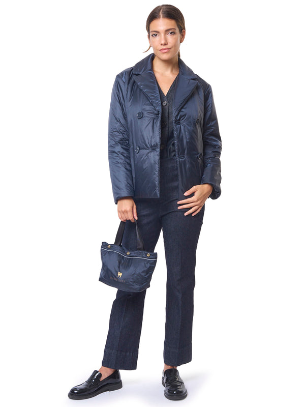 MAX MARA THE CUBE Giacca Imbottita Modello Caban in Tela Antigoccia Camelia