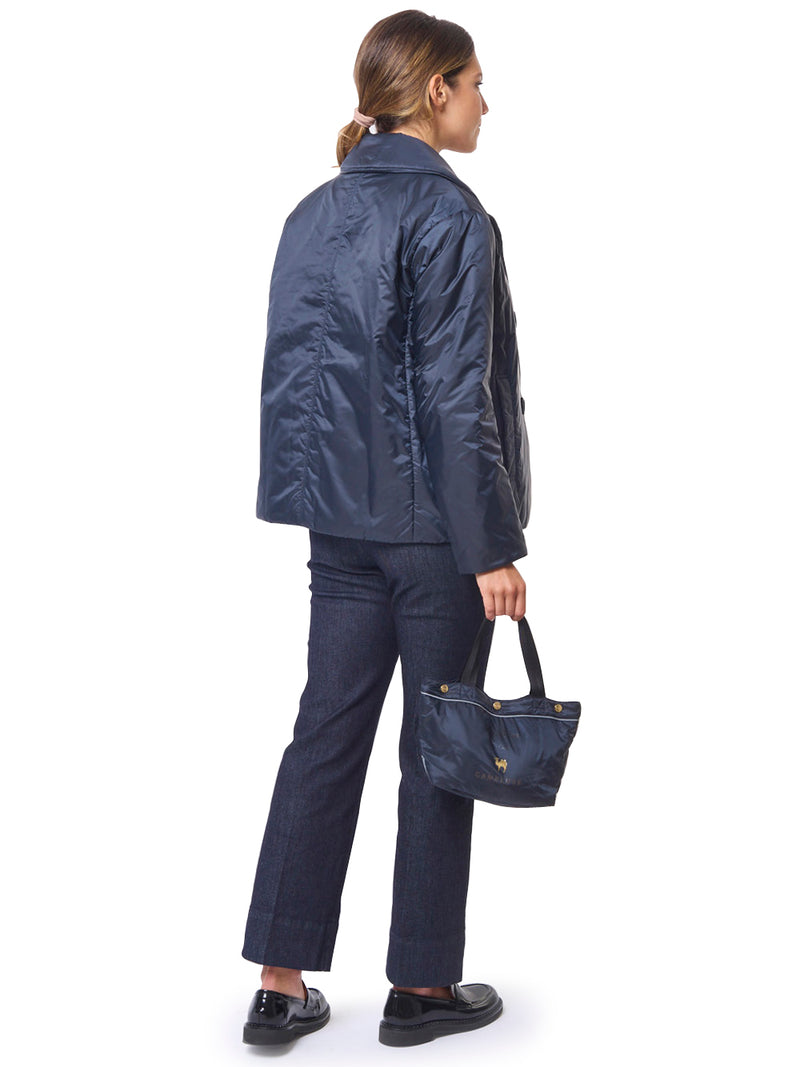 MAX MARA THE CUBE Giacca Imbottita Modello Caban in Tela Antigoccia Camelia