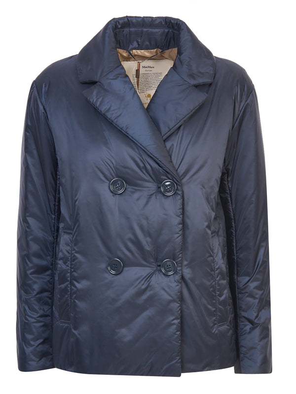 MAX MARA THE CUBE Giacca Imbottita Modello Caban in Tela Antigoccia Camelia