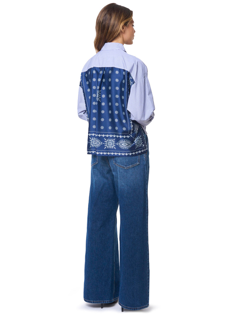 MAX MARA WEEKEND Camicia Crop con Inserto in Twill Stampato