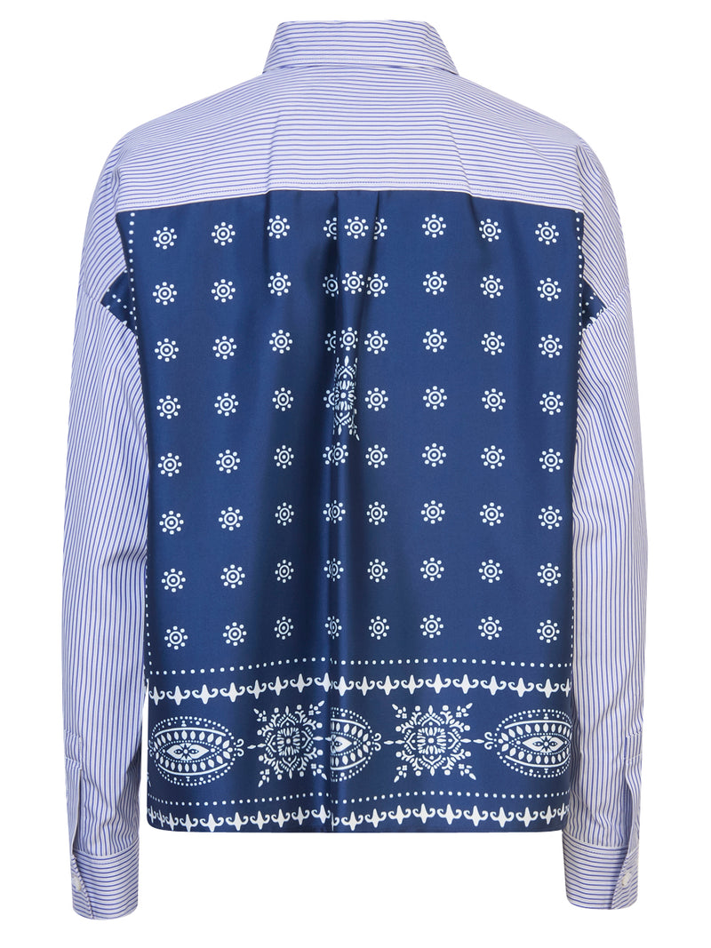 MAX MARA WEEKEND Camicia Crop con Inserto in Twill Stampato