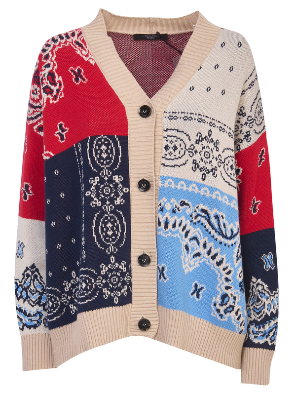 MAX MARA WEEKEND Cardigan Lungo con Disegno Jacquard Baobab