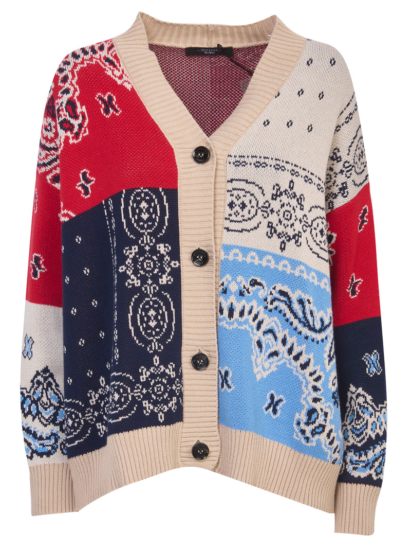 MAX MARA WEEKEND Cardigan Lungo con Disegno Jacquard Baobab