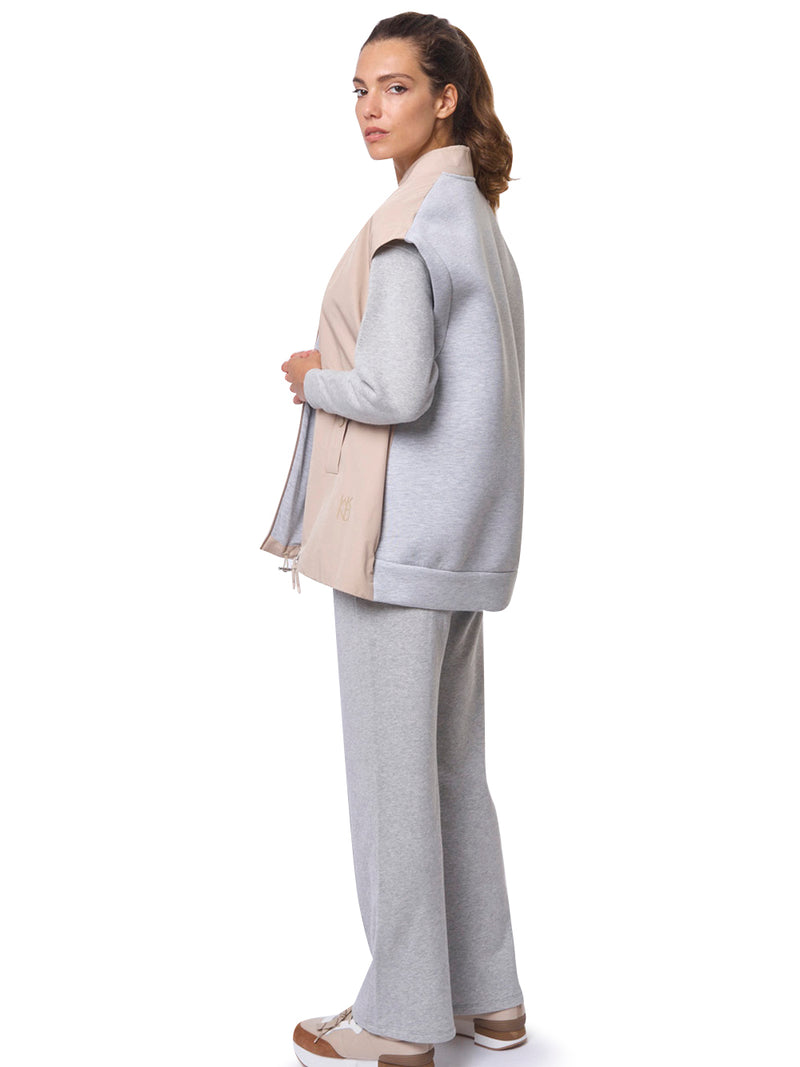 MAX MARA WEEKEND Gilet Ampio in Tela Tecnica Antigoccia e Jersey Limosa