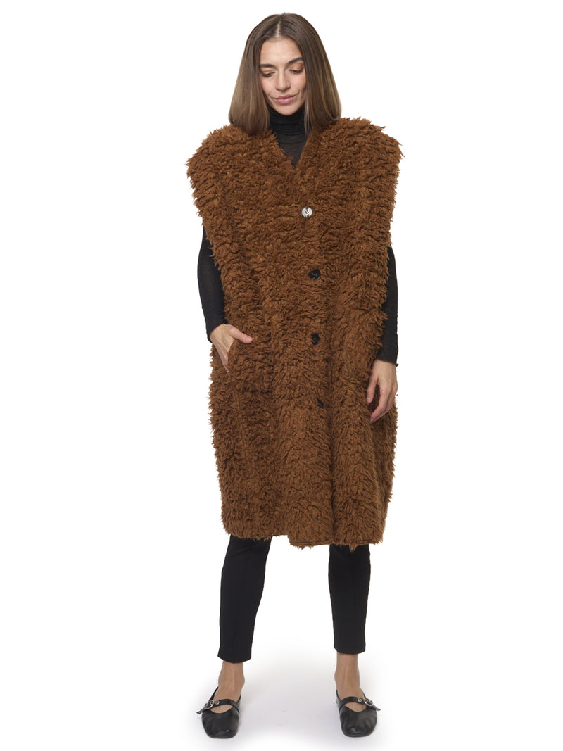 PHISIQUE DU ROLE Gilet Lungo Reversibile Effetto Teddy