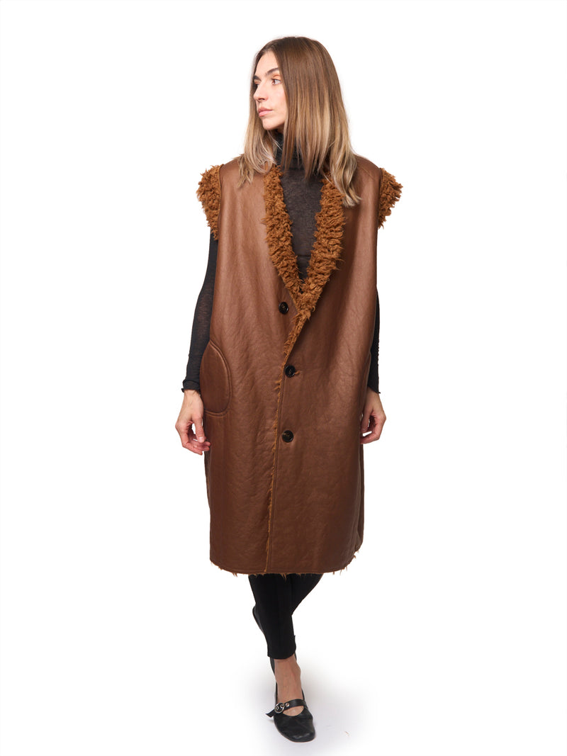 PHISIQUE DU ROLE Gilet Lungo Reversibile Effetto Teddy