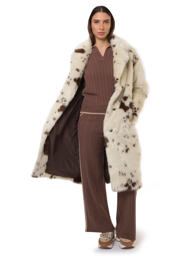 SAINT BARTH Cappotto Midi Faux Fur Muccato Rouge