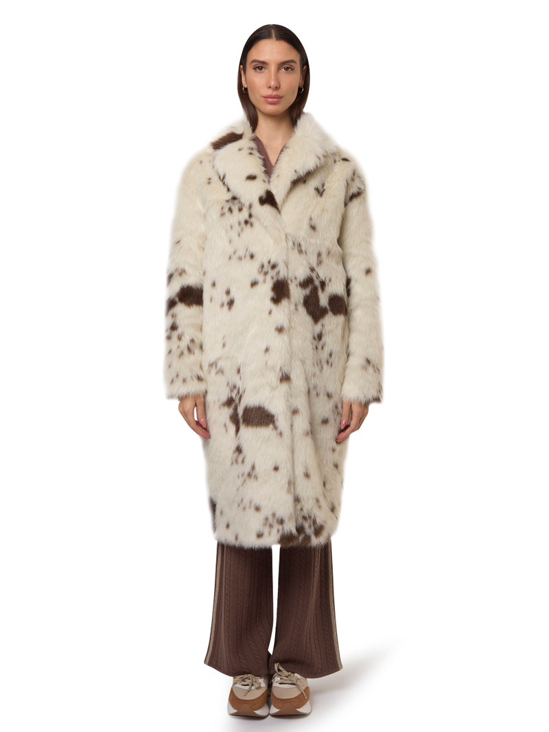 SAINT BARTH Cappotto Midi Faux Fur Muccato Rouge