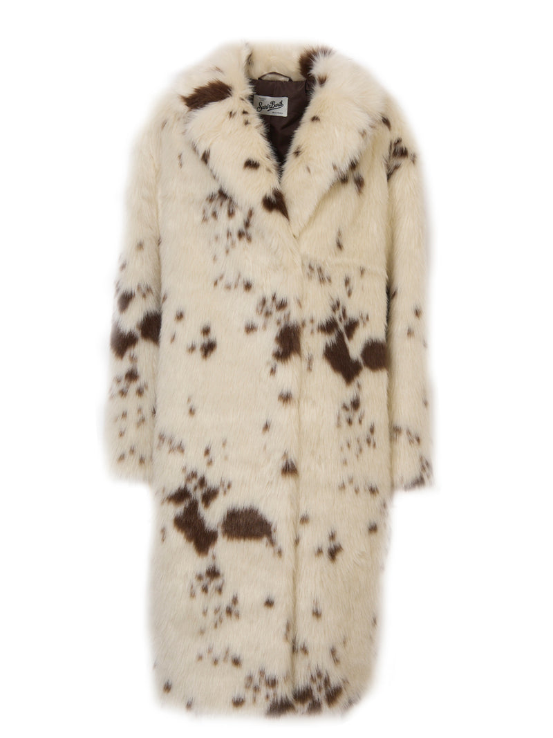 SAINT BARTH Cappotto Midi Faux Fur Muccato Rouge