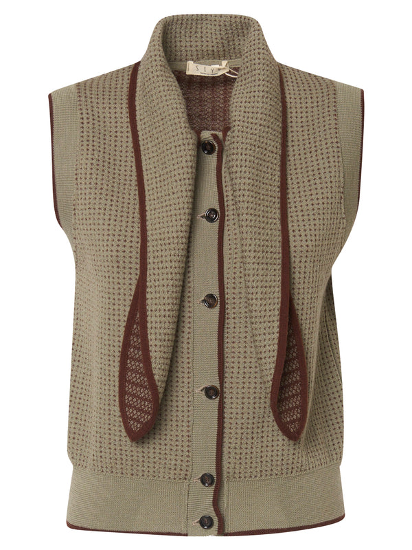 SIYU Gilet in Lana con Collo a Sciarpa