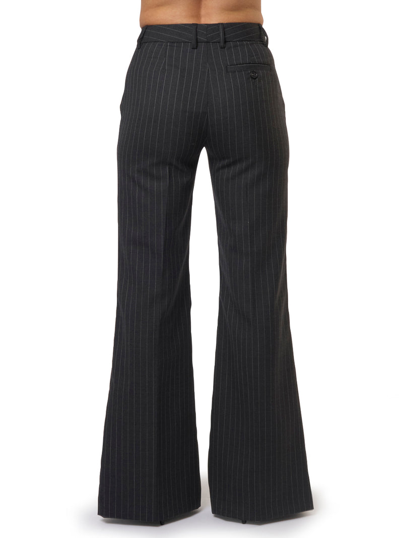 Pantalone Gessato Svasato in Lana